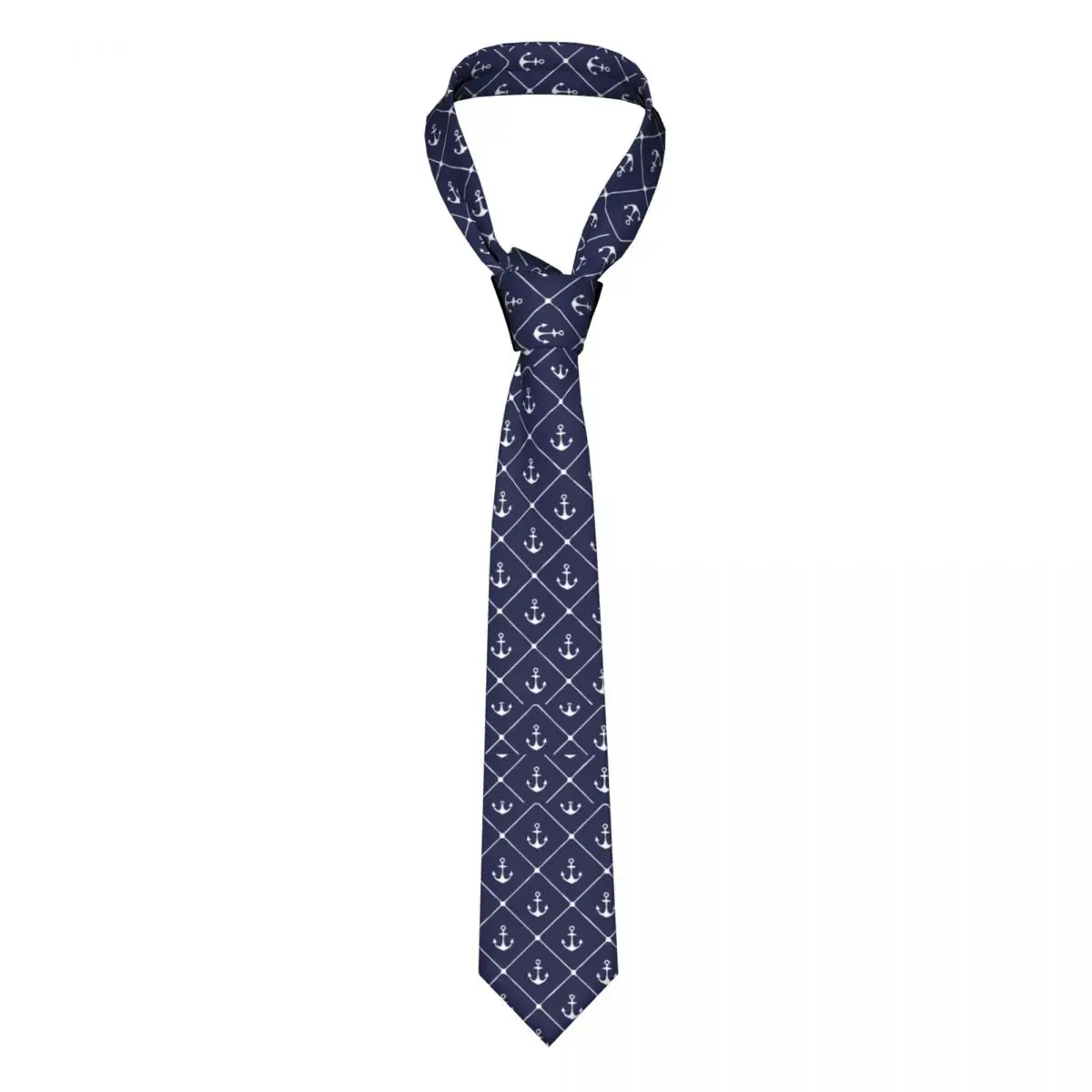 

Anchor Nautical Rope Anchor Neckties Unisex Silk Polyester 8 cm Narrow Navy Blue White Neck Tie for Men Daily Wear Gravatas Gift