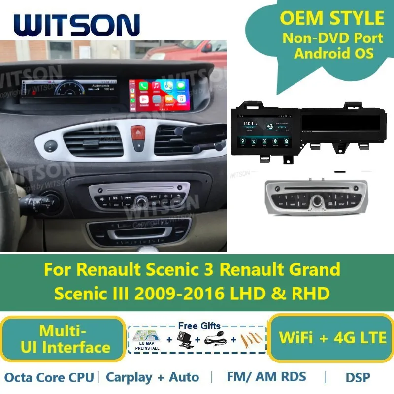 Фото Автоматическая стереосистема WITSON Android для Renault Scenic 3 Grand Scénic III 2009-2016, GPS, Wi-Fi, автомобильное радио, Navi, аудио, мультимедиа №1