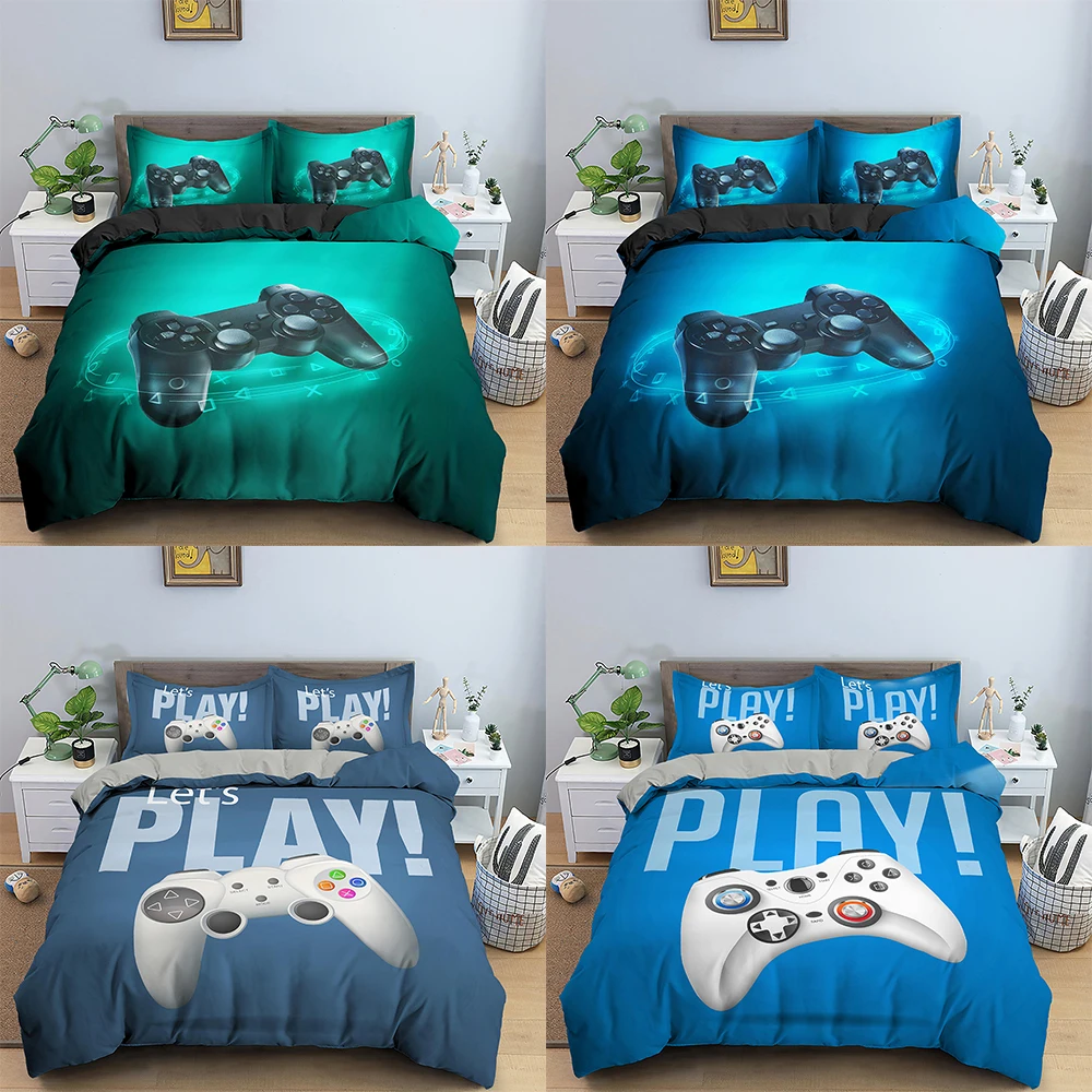 

Gaming Themed Home Dormitory Quilt Cover 2/3pcs Full Queen King Size Video Game Comforter Bedding Set For Boys Teens Bedroom