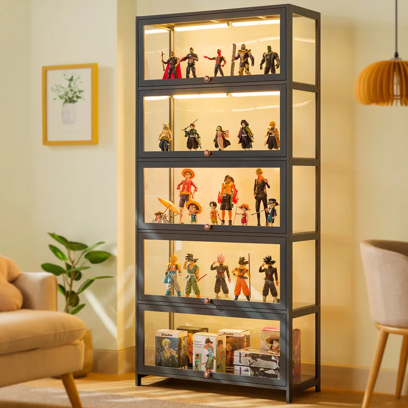 

Hand-Made Display Cabinet Glass Transparent and Dustproof Showcase Lego Toy Acrylic Storage Box Bookcase Shelf