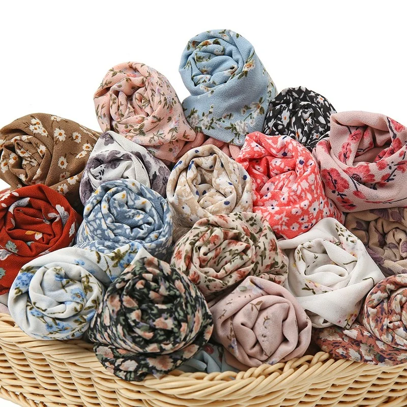 

2022 Spring/Summer New Malaysia Headcloth 55 Color Pearl Chiffon Printed Scarf Wholesale Head Scarf Headwraps for Women