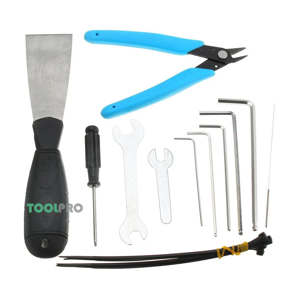 16Pcs/Set 3D Printer Tool Kit With Scissors Pliers Flexible Needle Wrench Screwdriver Shovel Tool Set
