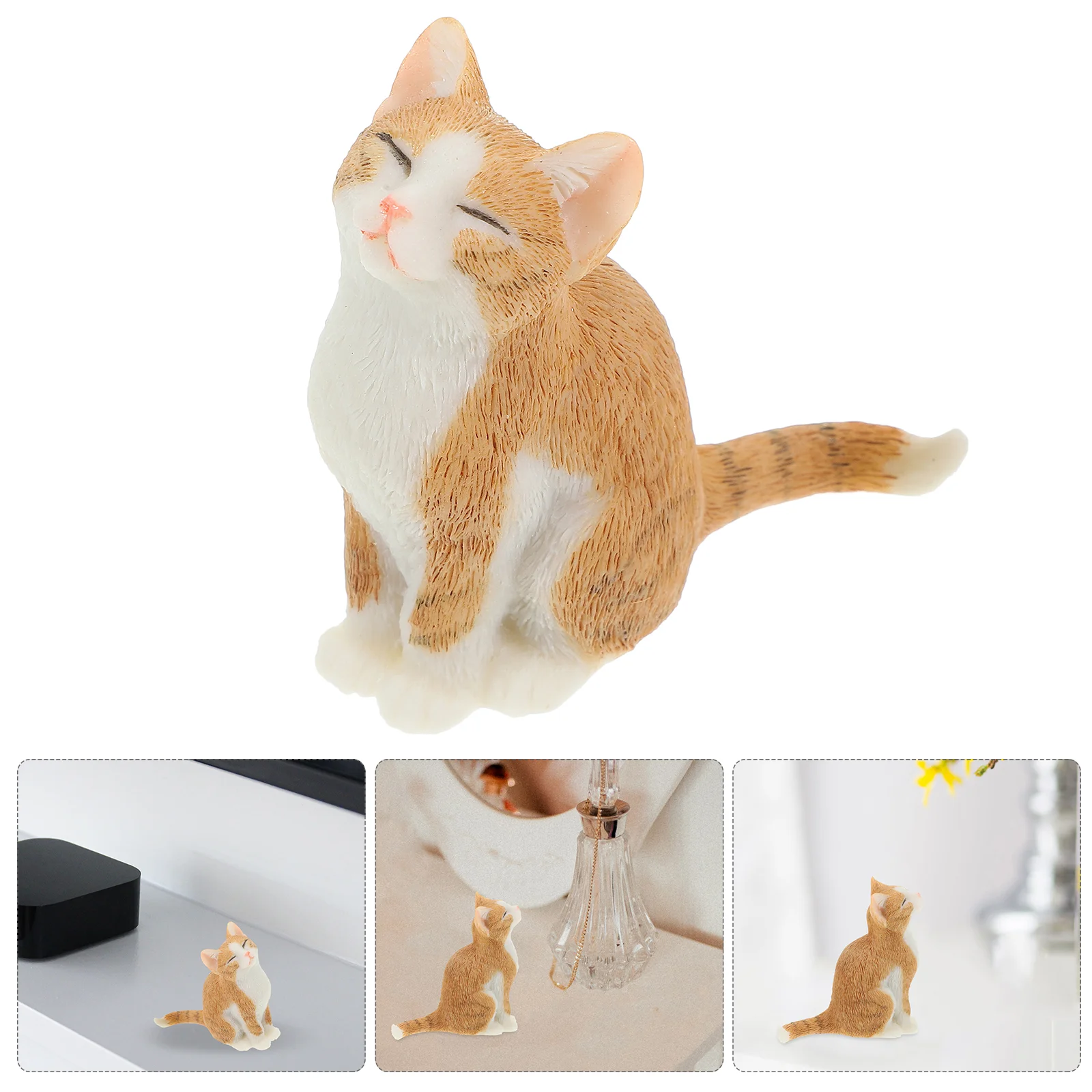 

Cat Ornaments Miniature Decoration Lifelike Statue Crafts Modeling Outdoor Statues Garden Resin Small Figurine Figurines