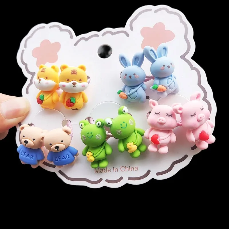 

2PCS New Cartoon Tiger Backpack Animal Kids Elastic Hair Bands Children Hair Ties Cute Girls Hair Accessories Baby Headwear