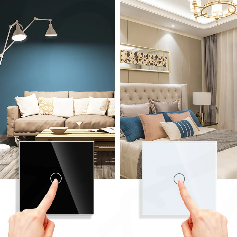 

Touch Screen Light Switches LED Backlight Wall Switches Glass Panel 3-300W 1/2/3Gang LED Light Switches