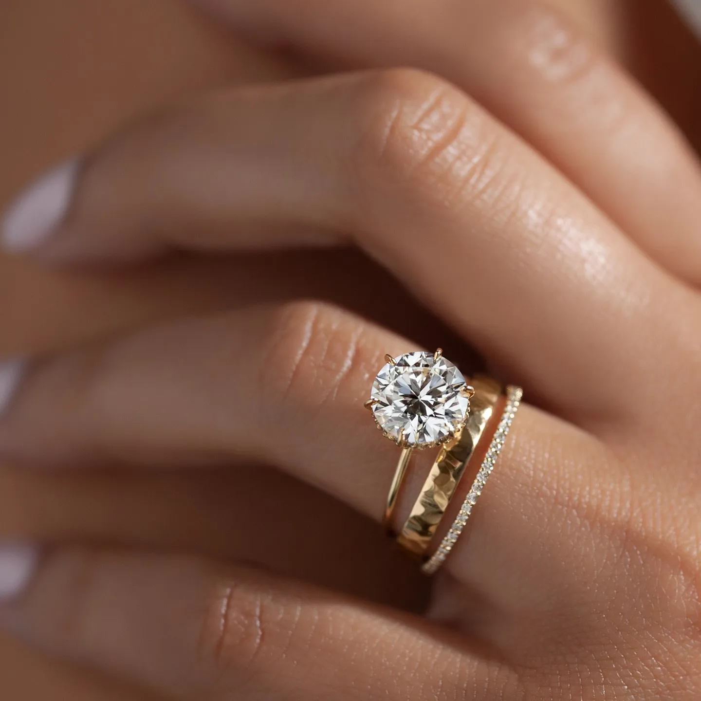 VOVGEMINI Moissanite Star Ring 1 Carat Round Cut 18k 14k Gold VVS1 D Color Lab Growth Diamond Delicate Allow Wedding Band