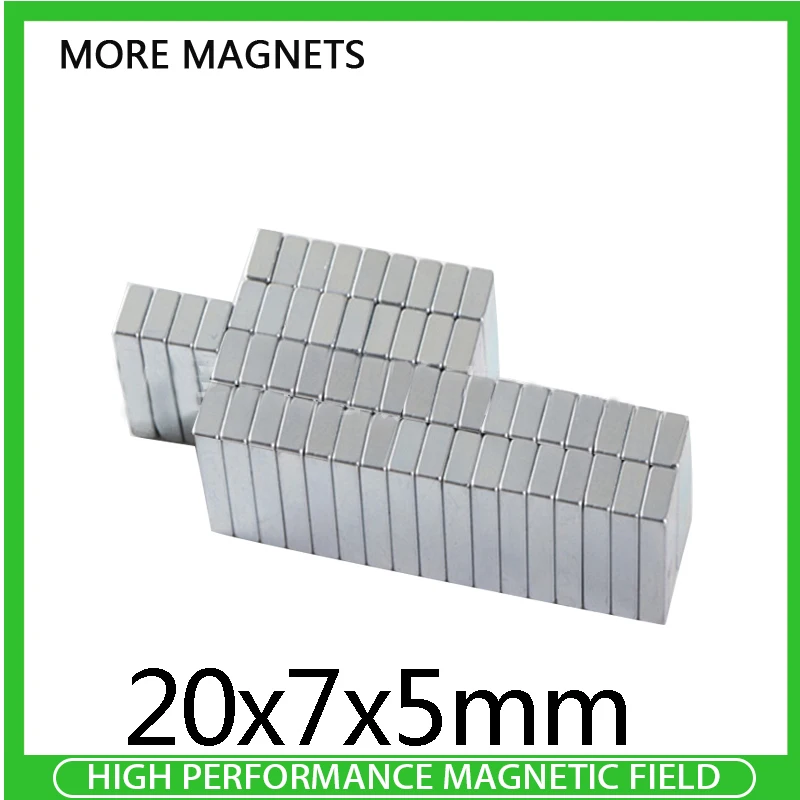 

20~500PCS 20x7x5 mm N35 NdFeB Square Super Strong Neodymium Magnet Block Permanent Magnets Powerful Magnetic Magnets 20*7*5 mm