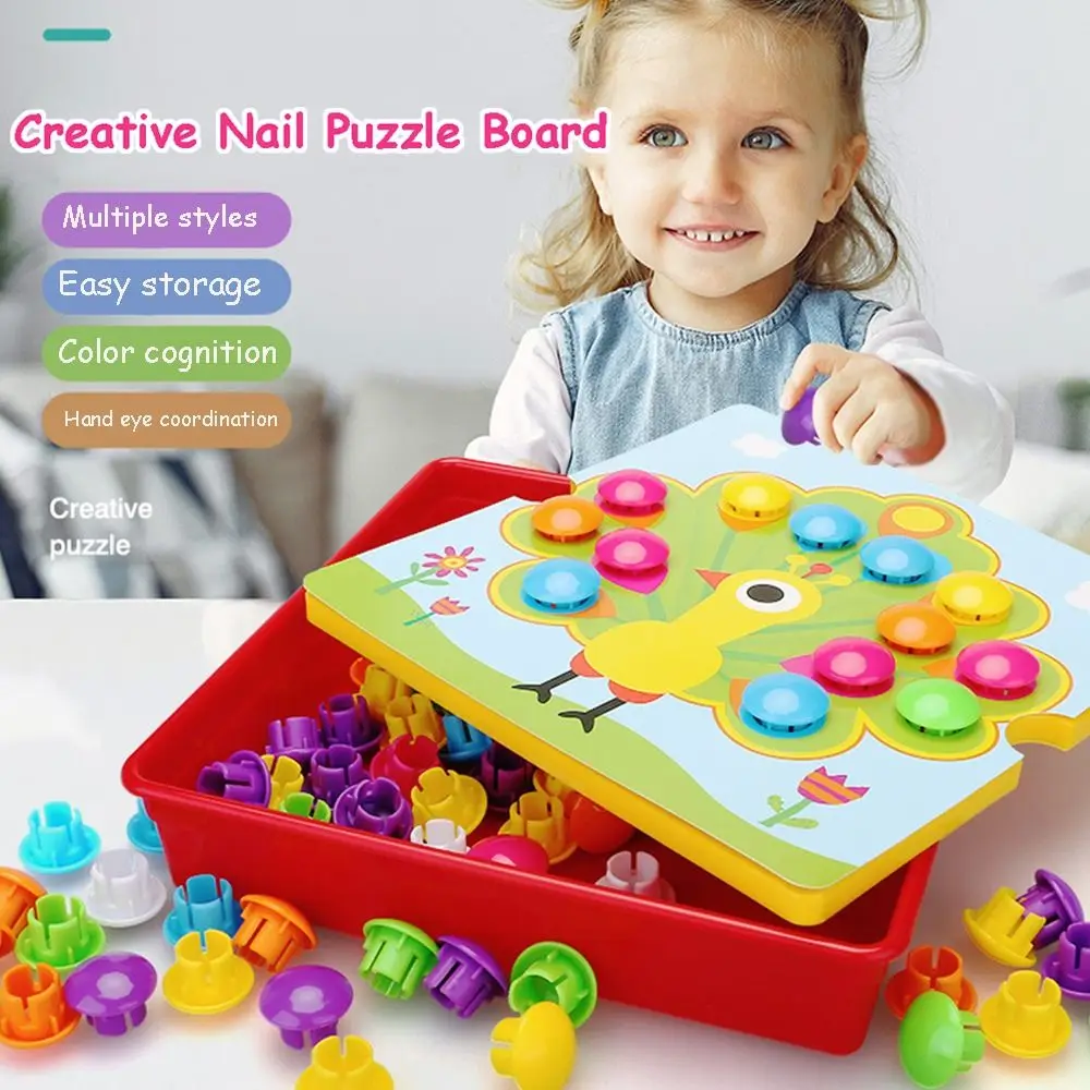 

Parent-child Toy Early Education Toy Color Matching Puzzles Jigsaw Toy Mushroom Nail Puzzle Toy Montessori Sensory Toy