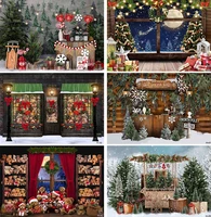 christmas tree gift photocall backdrop window fireplace baby family portrait photography backgrounds for photo studio