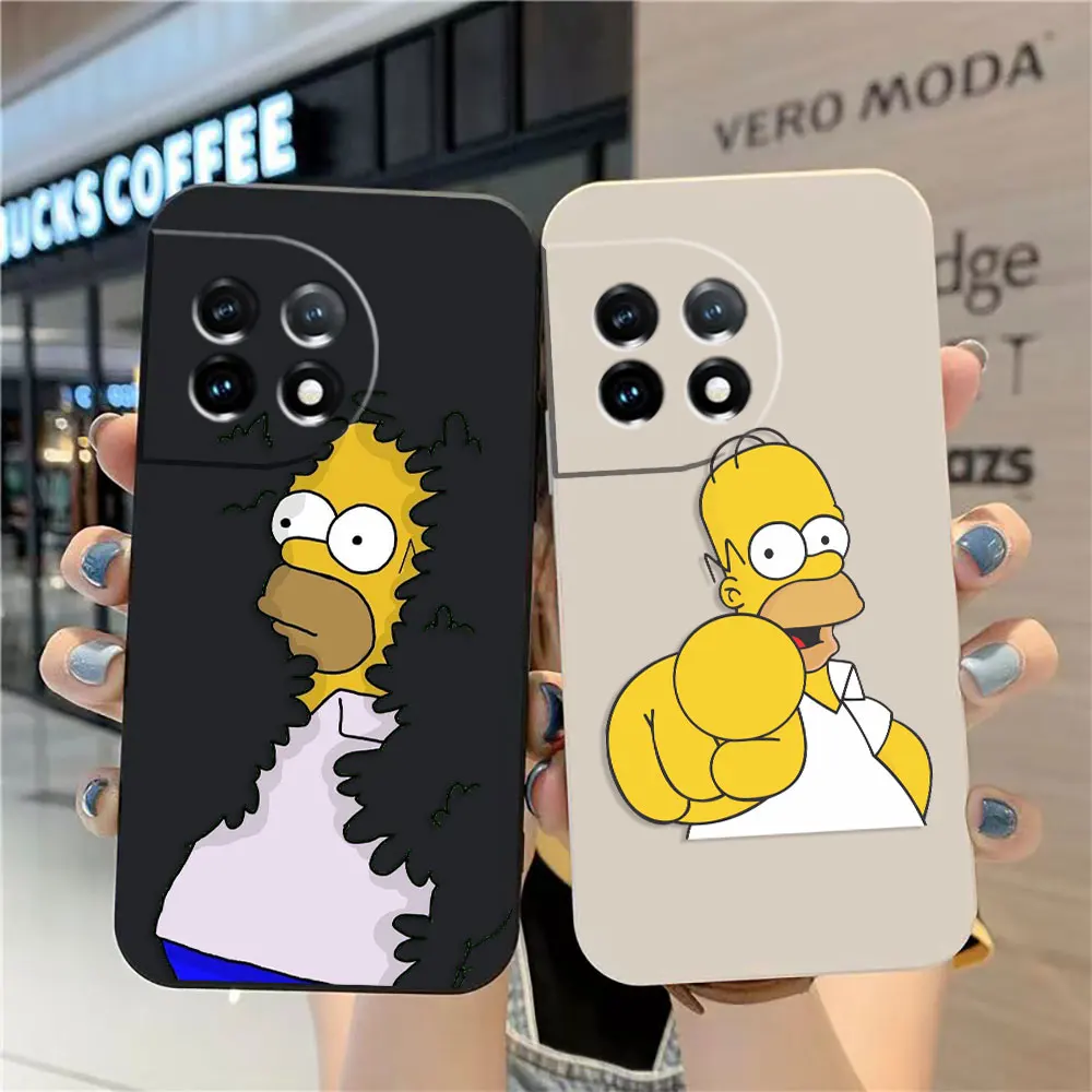 

Case For Oneplus 11 10 9 9R 8 8T 7 7T ACE 2 2V NORD CE 2 Lite Pro Simple Liquid Silicone Case Cute The S-Simpsons