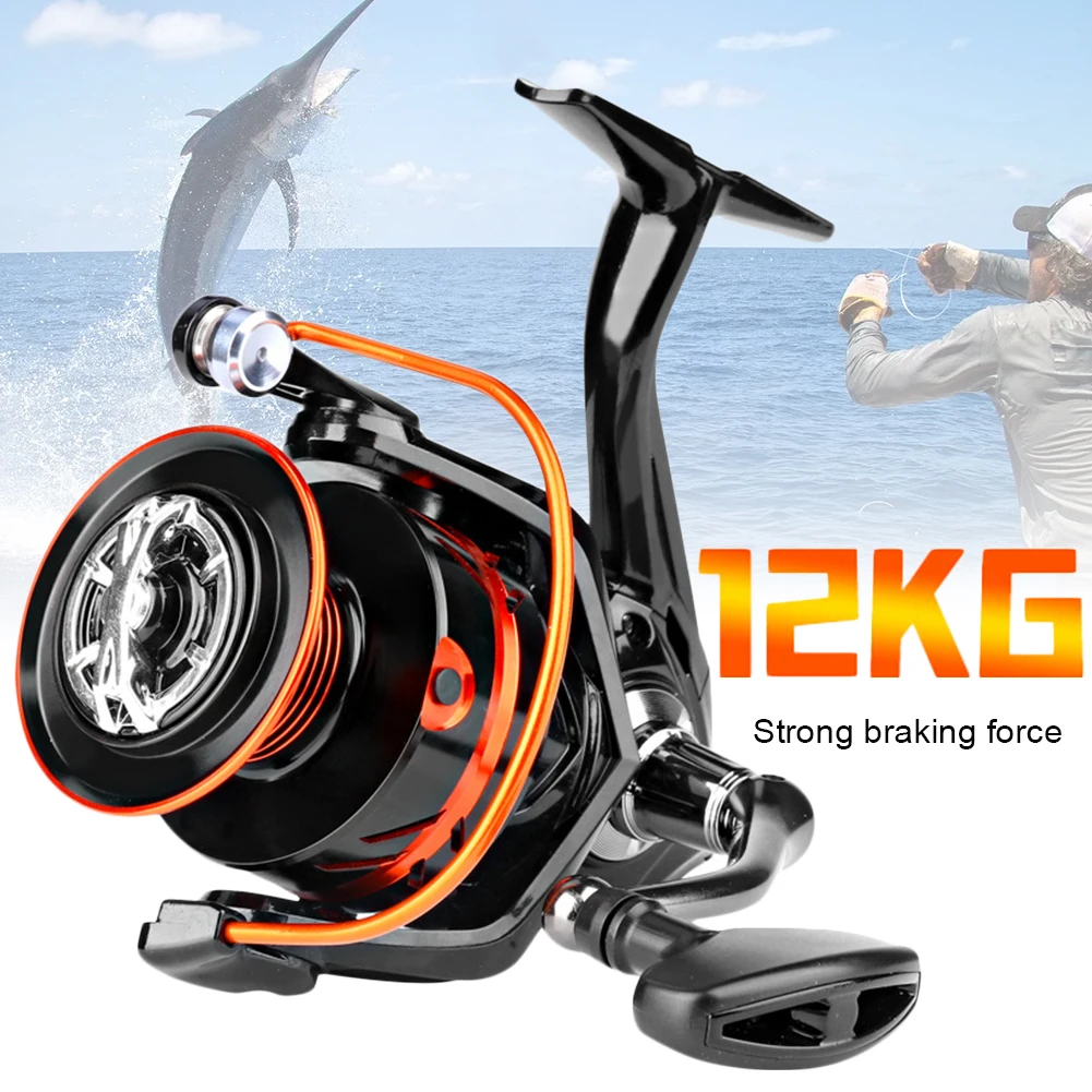 

Fishing Reel 2000-7000 Spinning Reel 12KG Max Drag Metal Rocker 5.2:1 Ratio Freshwater Saltwater Carp Bass Fishing Tackle Wheel
