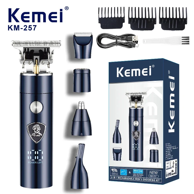 Kemei KM-257 Многофункциональная электрическая машинка для стрижки волос 5-в-1 с