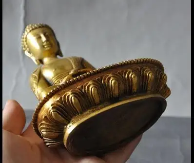 

Antique bronze Pure Copper Brass Home 6" tibet buddhism brass lotus healing Medicine Buddha sakyamuni Shakyamuni statue