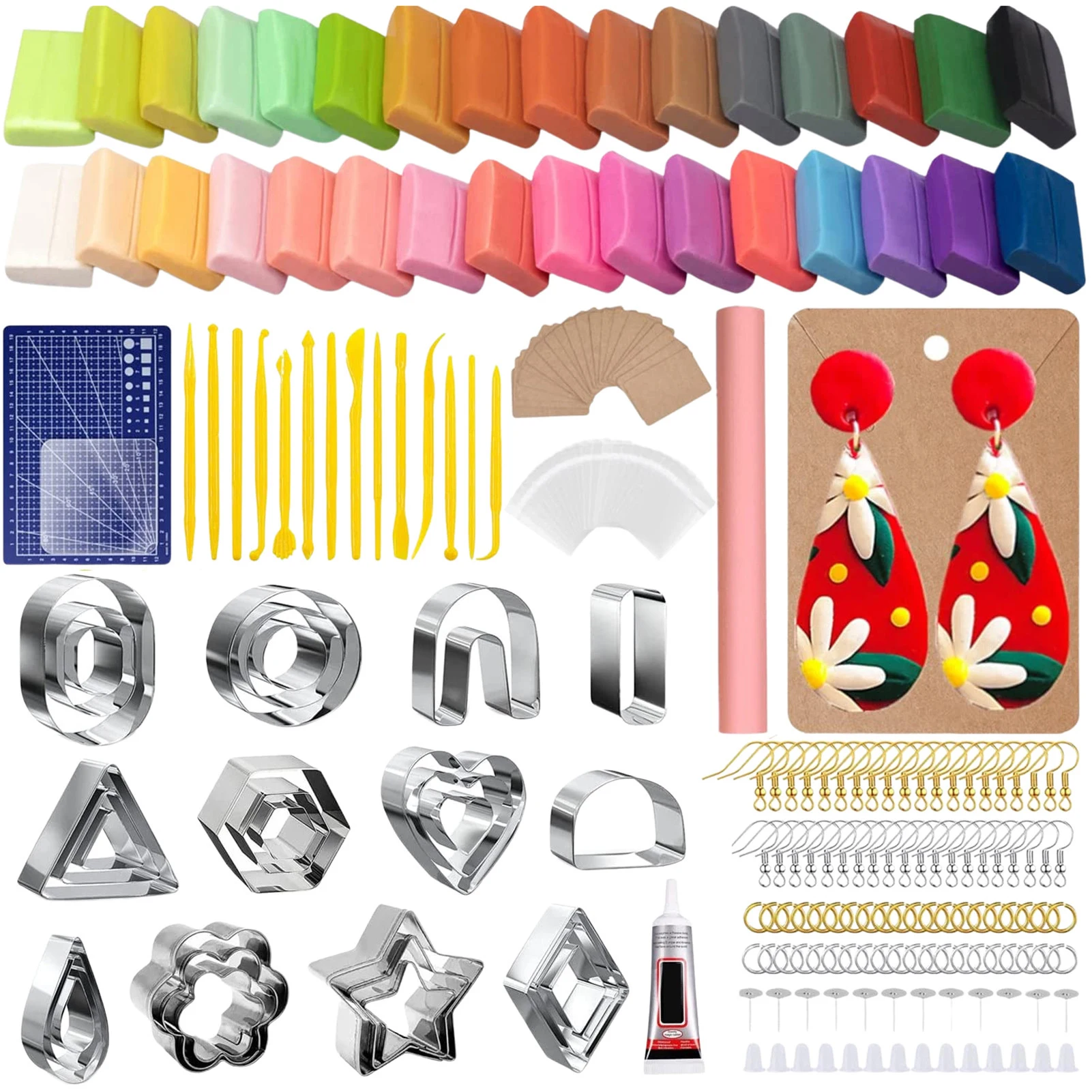 

DIY Earring Kit Clay Charms For Earring Making Safe And Non-Toxic DIY Modeling Clay Sculpting Clay Tools And Accessories Great