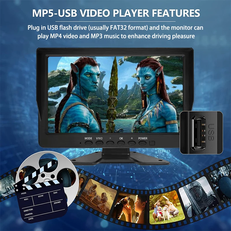 10 1-дюймовый 4-канальный AHD 1080P автомобильная резервная камера MP5 DVR для