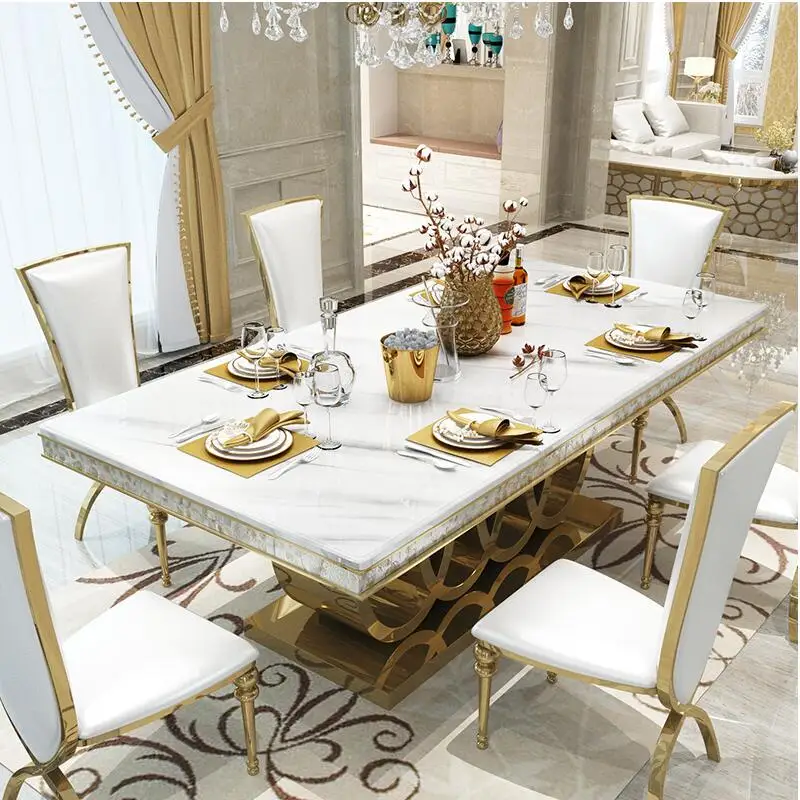 

Dining Table And Chairs Combination Stainless Steel Top
