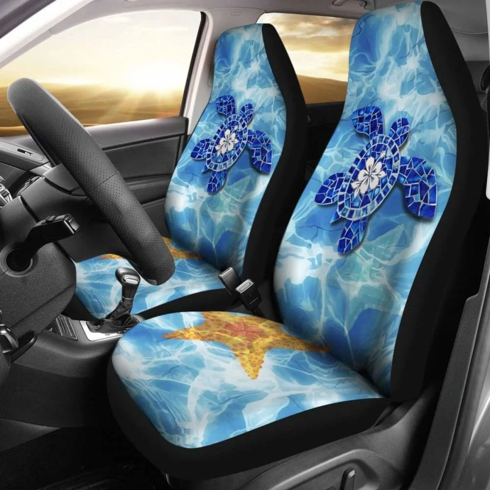

Turtle Hawaiian Car Seat Covers Set Of 2 091814 02,Pack of 2 Universal Front Seat Protective Cover