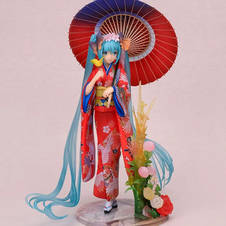 

23 см в ассортименте кимоно Hatsune Miku фигурка Wafuku девушка с зонтиком Аниме ПВХ Модель