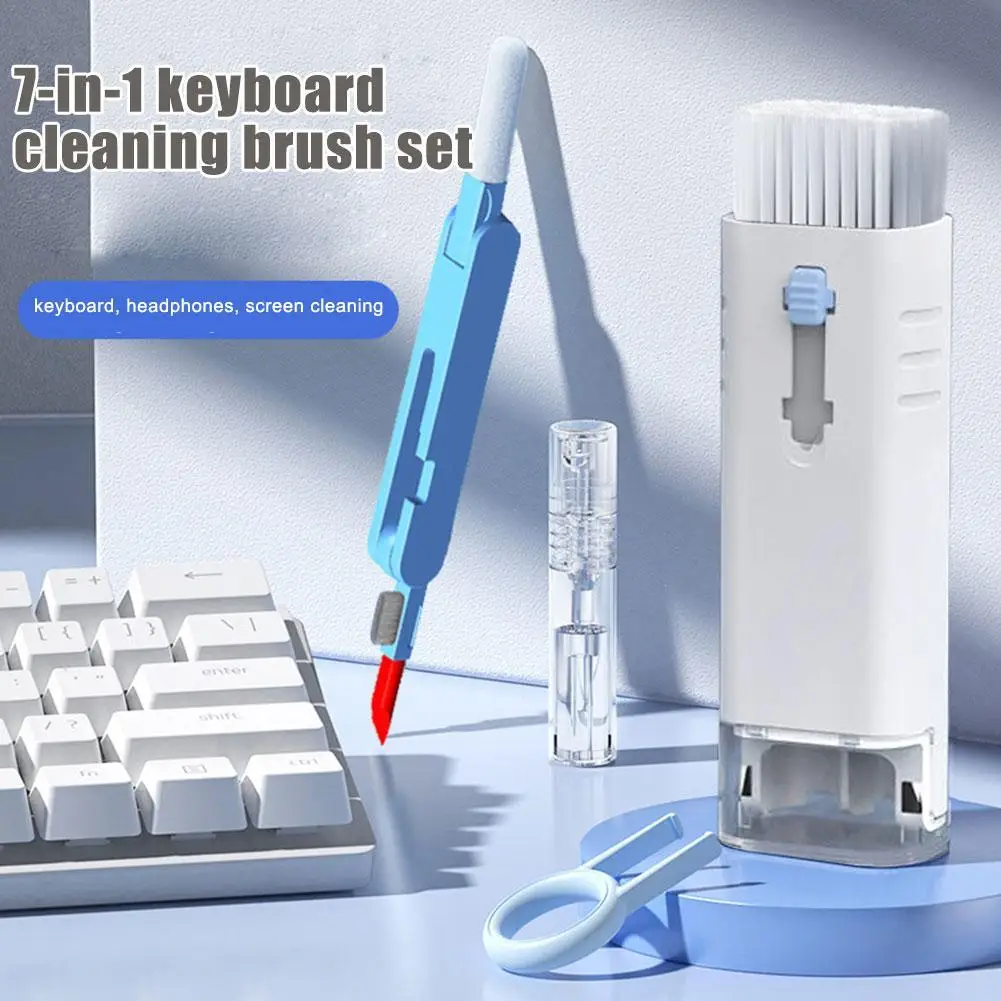 

7 In 1 Computer Keyboard Cleaner Brush Multifunctional Cleaning Kit Earphones Cleaning Pen For Phone Cleaner Keycap Puller Set