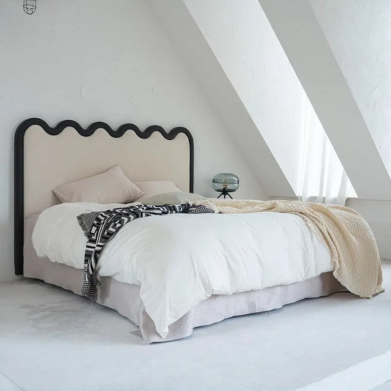 

Simple Pear White French Cream Style Nordic Vintage Light Luxury Double Master Bedding Fabric Bed