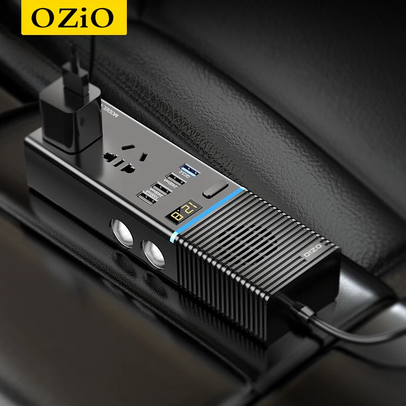 

OZIO Car Inverter Charger socket splitter 12V/24V To 220V cigarette lighter adapter Power Conversion Socket QC3.0 Fast Charger