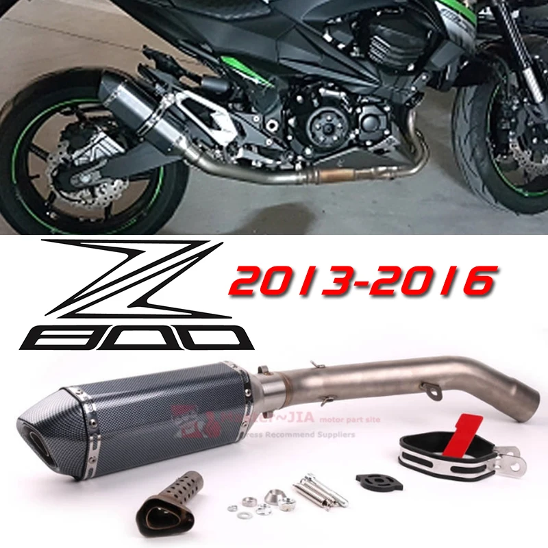 Tubo de Escape medio con silenciador para motocicleta kawasaki Z800 Z800, años 2013 A 2016