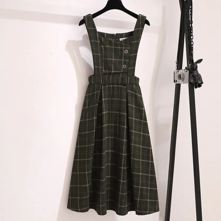 Женское твидовое платье в клетку офисное повседневное ТРАПЕЦИЕВИДНОЕ