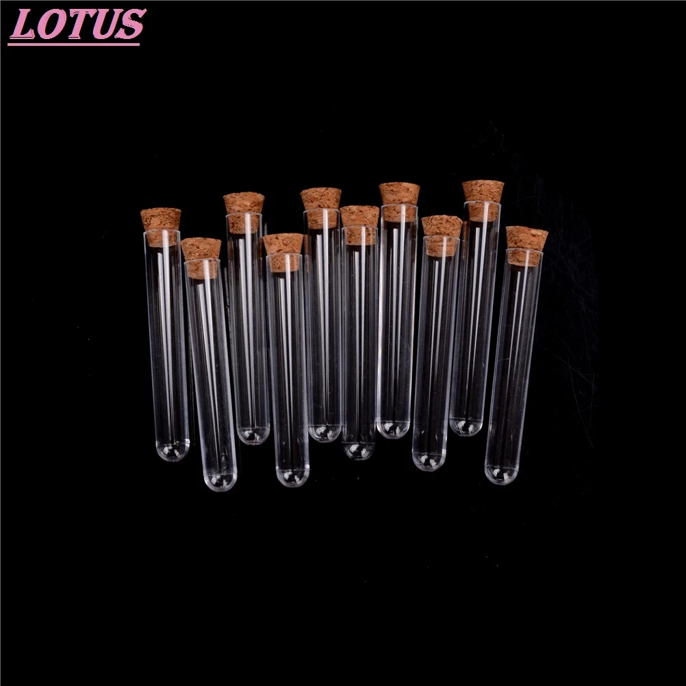 

10pcs/lot 12*75mm Plastic Test Tube With Cork 6-inch 20ml Clear Lab Experiment Favor Gift Tube Refillable Bottle