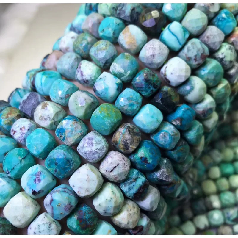 

Icnway natural 5-6mm 7-8mm 9mm cube faceted raw oral turquoise beads for jewelry making wholesale