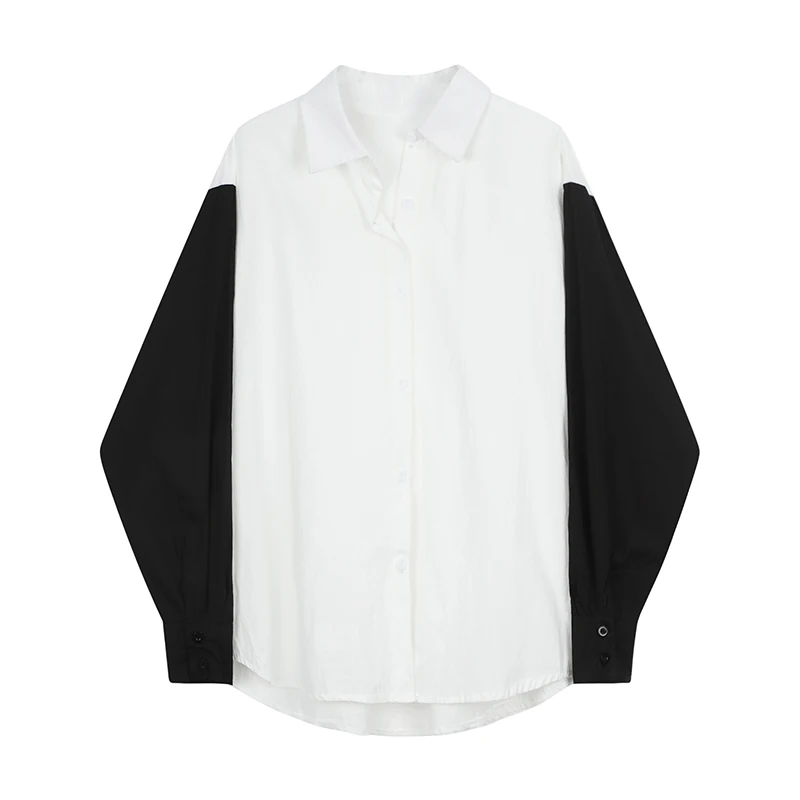 

2022 New Turn Down Collar Black Long Sleeve Womens Tops And Blouses Fashion White Shirt Blusas Roupa Feminina