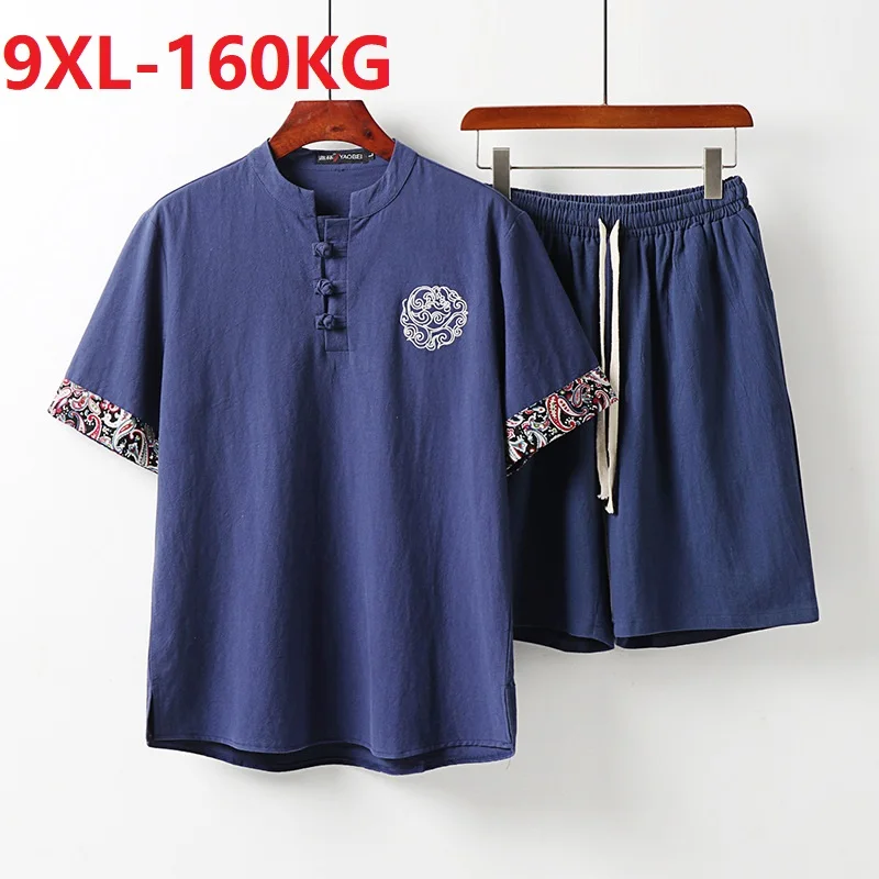 

sleep tang plus wear home sets cotton Short suit vintage floral shorts men summer Tshirt and wear 70 size pajamas Sleeve linen
