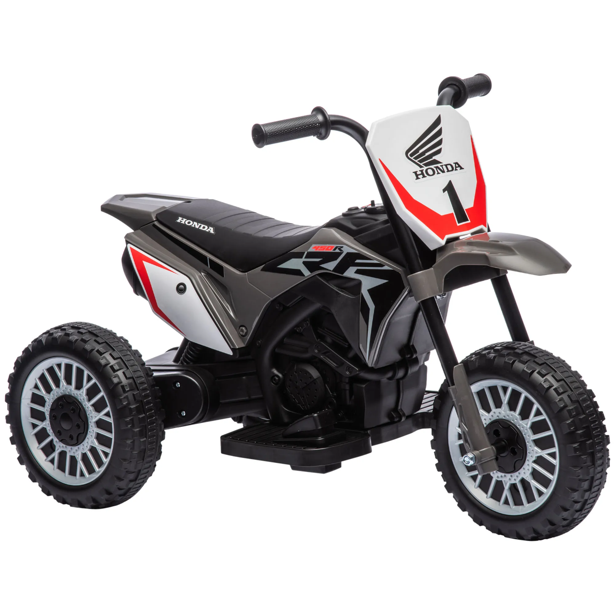 Motocicleta eléctrica infantil Homcom, licencia Honda CRF450RL, gris 71×40.5×43.5 cm