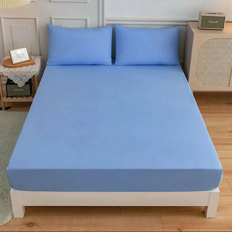 

Soft Fitted Sheet with Elasticated Solid Sheet Cover - Crease, Fade, Smudge & Abrasion Resistant Sheet, Queen Size Sheet