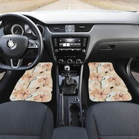 peach beige abstract floral flowers car floor mats set front and back floor mats for car car accessories