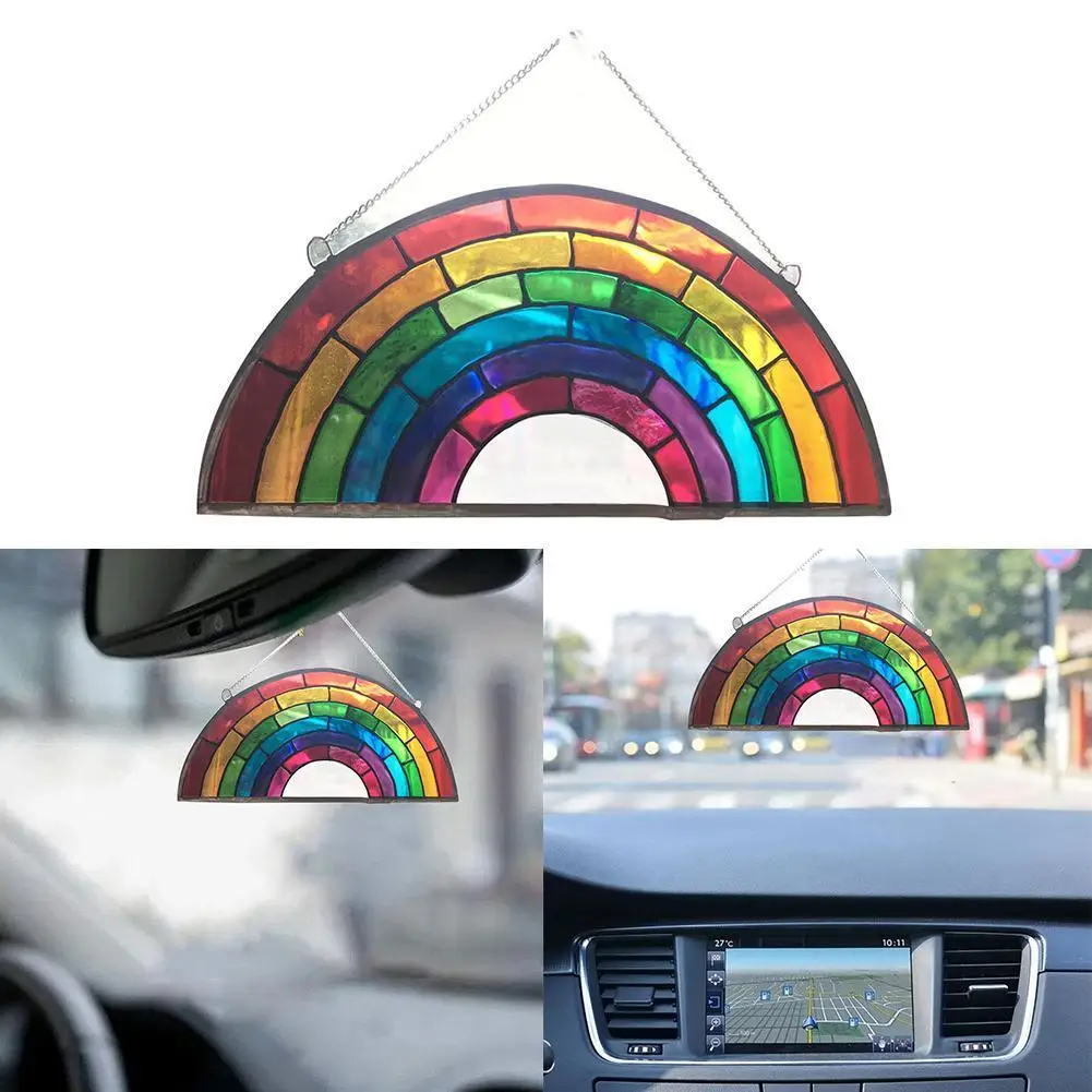 

Солнцезащитный акриловый Радужный автомобильный кулон, интерьерное украшение для девочек, подвесной кулон, домашний декор, украшение на уд...