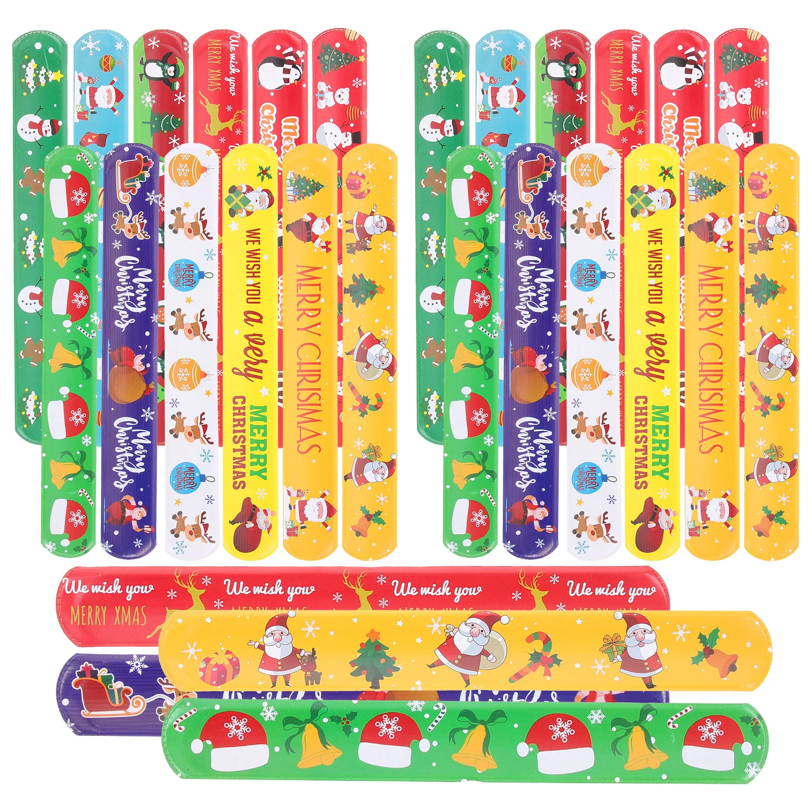 

96 Pcs Button Women's Gift Bag Stuffers Santa Snap Wristbands Pvc Slap Bracelets Bulk