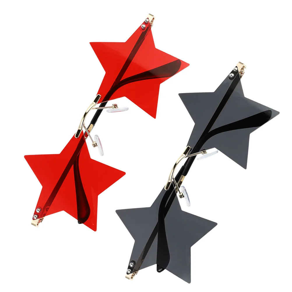 

Sunglasses Star Glasses Rimless Party Shaped Women Red Eyewearpersonality Festival Adult Favors Pentagram Vintage Disco