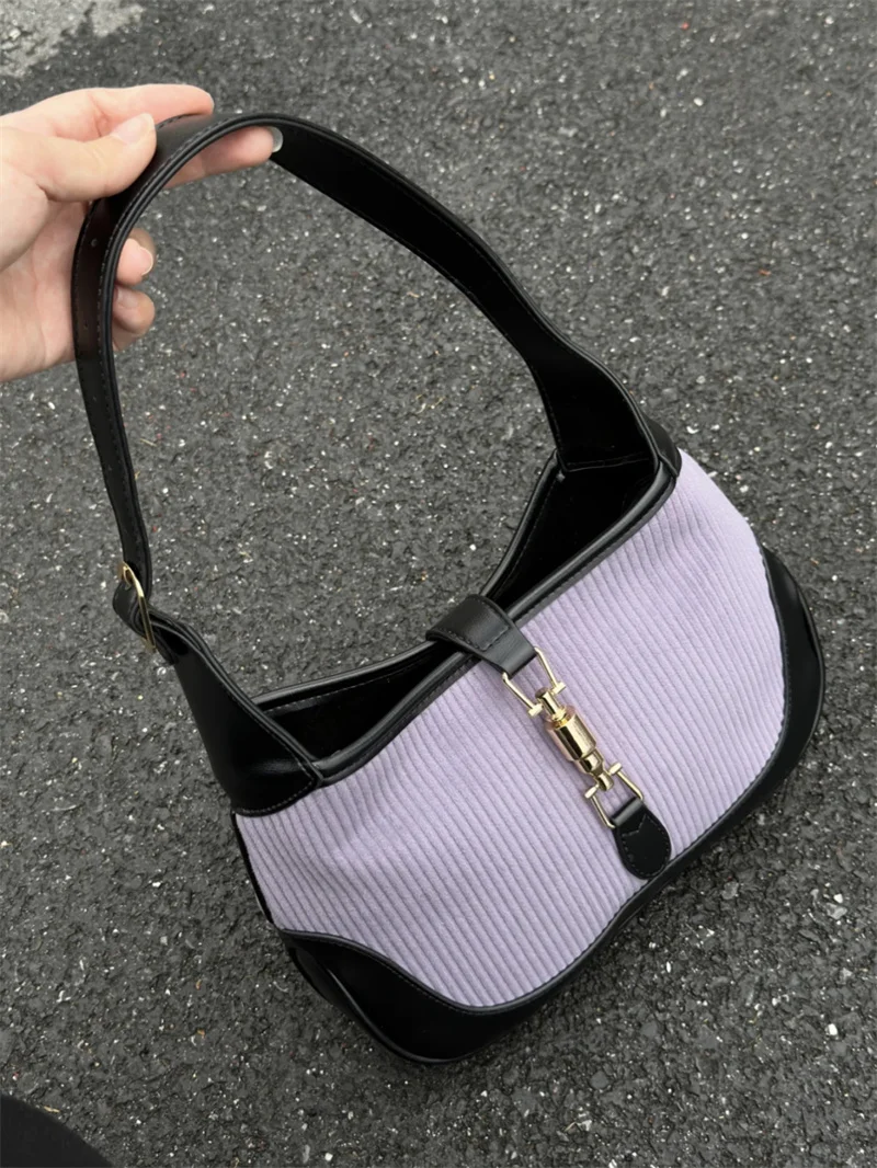 

Totes Bags for Women Luxury Underarm Bag Small Handbag Shoulder Strap Corduroy Purse Pouch with Zipper Vintage Shopper