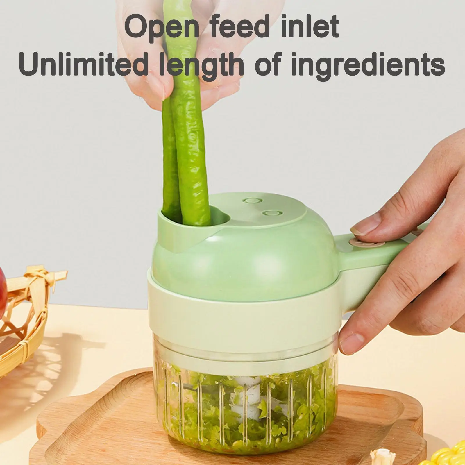 

4 In 1 Handheld Electric Vegetable Cutter Durable Chili Crusher Tool New Machine Ginger Charging Masher USB Kitchen Vegetab P2Y1