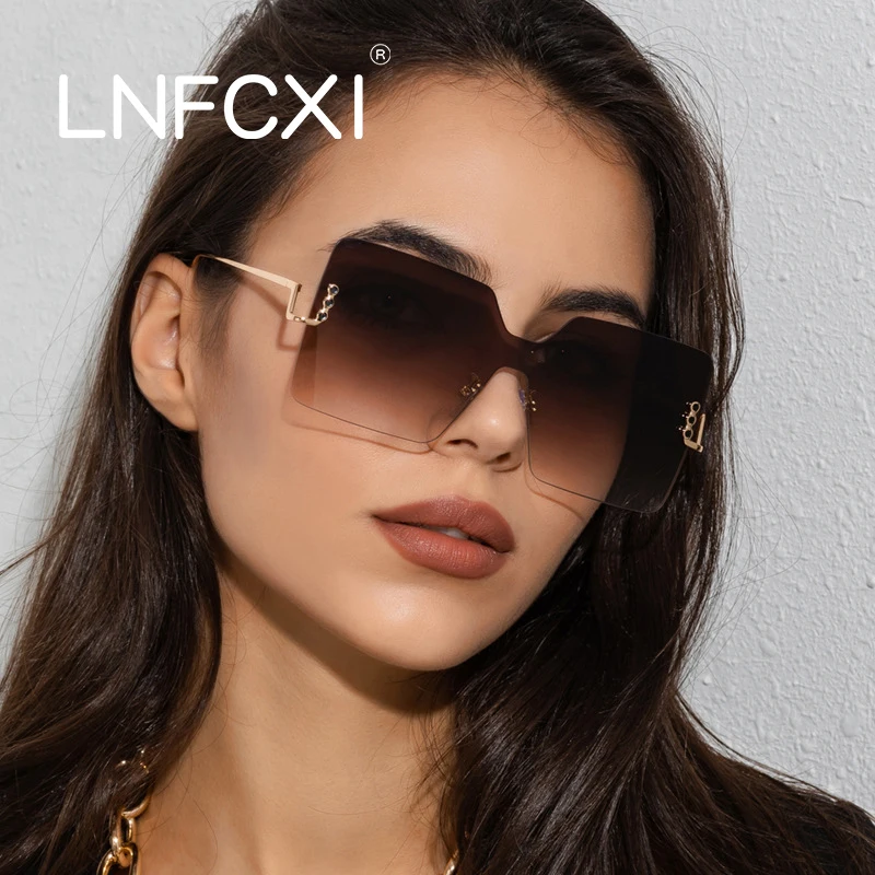 

Очки солнцезащитные LNFCXI женские, роскошные квадратные брендовые дизайнерские дорожные солнечные очки в большой оправе, в стиле ретро, с гра...