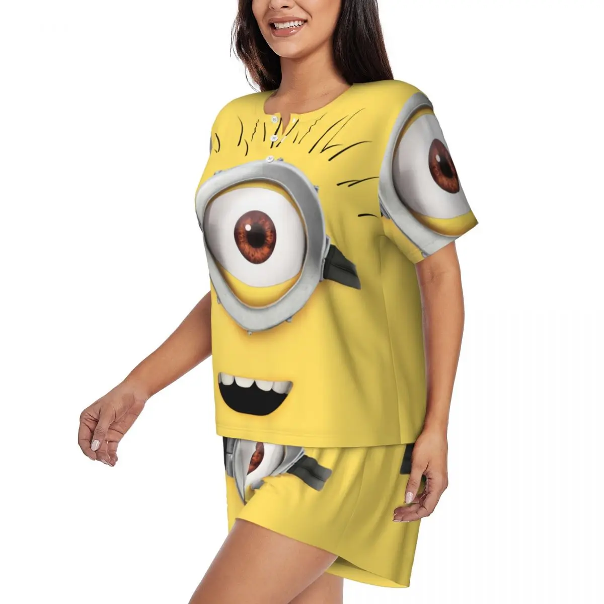 Женский пижамный комплект с мультяшным анимационным миньонами одежда для сна