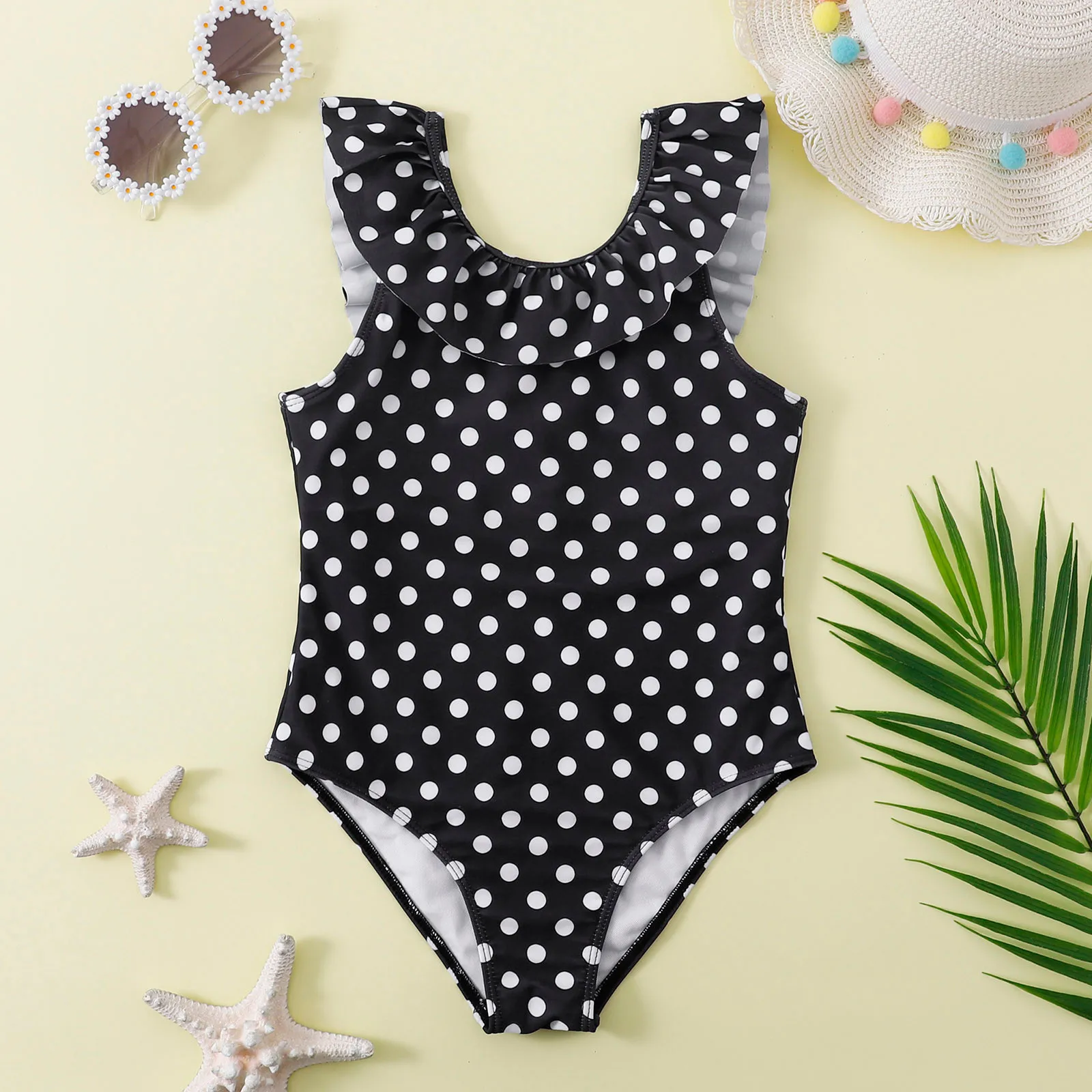 

7-14Y Children Girls Ruffle Sleeve Bikini One-Piece Swimwear Girls Swimsuit Bathing Beach Costume Kids Girls Clothes Swimwear