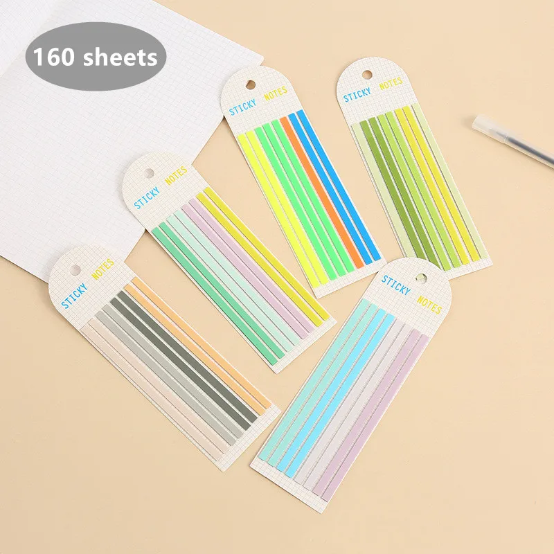 160 Sheets Color Stickers Transparent Fluorescent Index Tabs Flags Sticky Note Stationery Children Gifts School Office Supplies