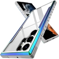 designed for samsung galaxy s22 ultra case s22 plus metal anodized aluminum frameflexible tpupc shockproof back clear cover