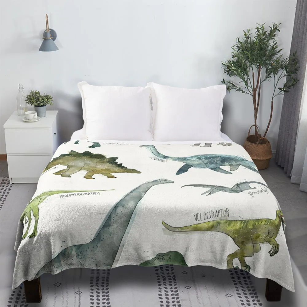 

Dinosaurs Fluffy Fur Luxury Anime Cute Plaid Throw Blanket