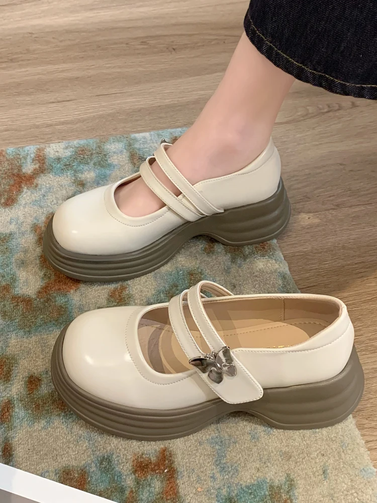 

Shoes Woman 2023 Female Footwear Clogs Platform British Style Shallow Mouth Oxfords Round Toe New Dress Summer Creepers Preppy