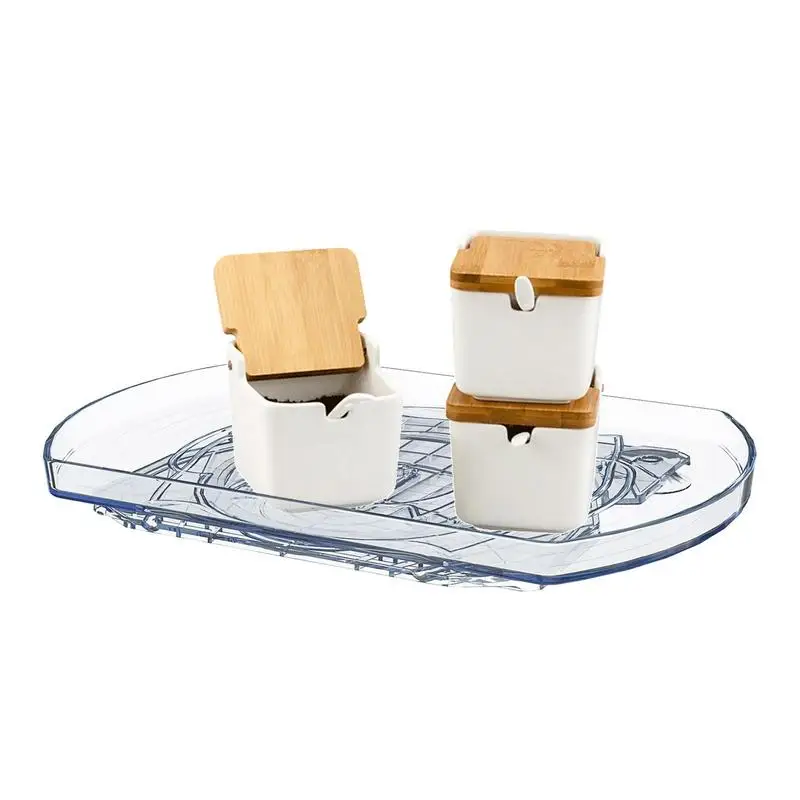 

Turntable Storage Rack Space Saver Holder Clear Rectangular Suction Organizer Kitchen Pantry Storage Organizers For Cabinet