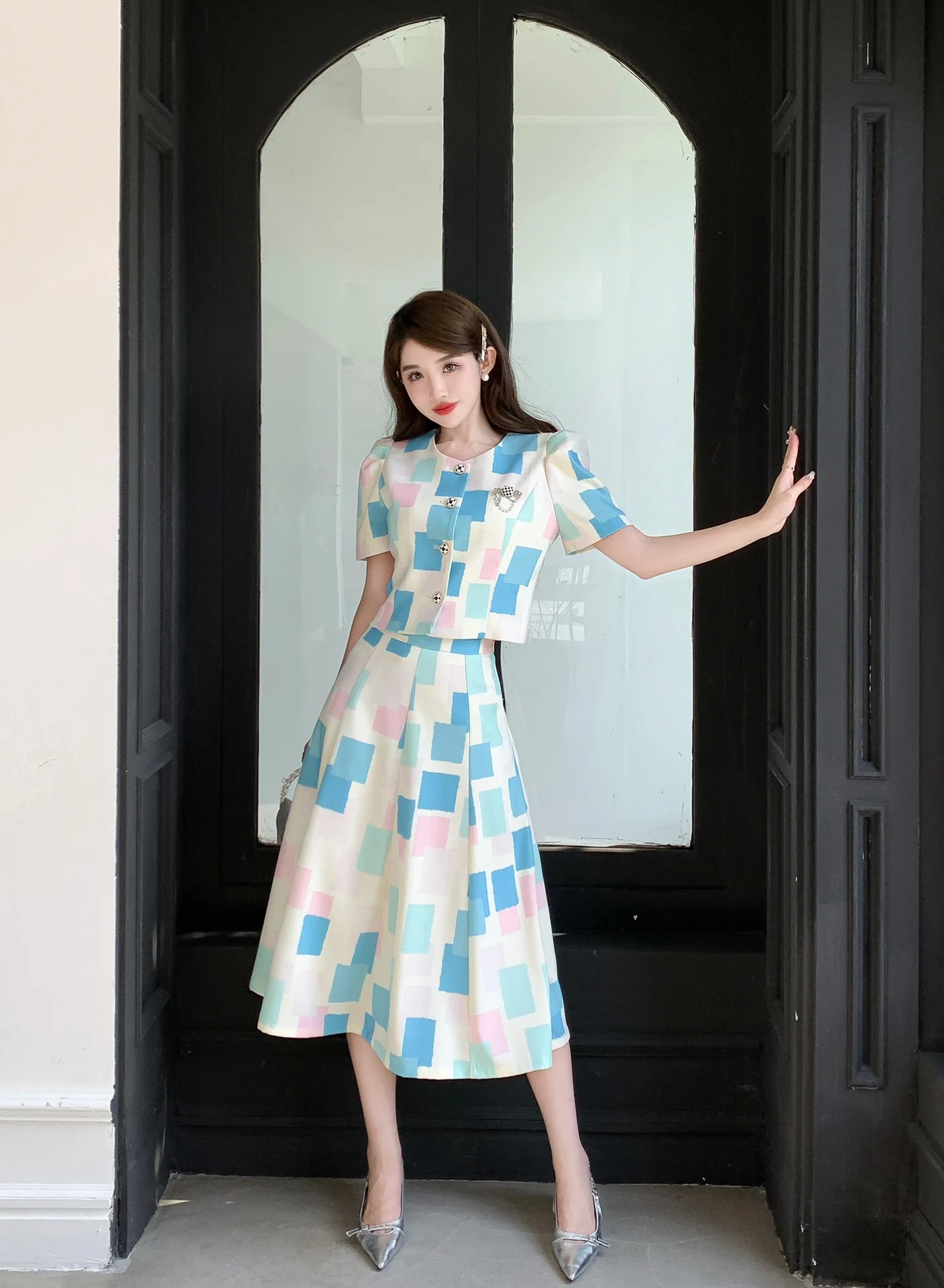 

2023 spring and summer women's clothing fashion new Mid-length dress set 0526
