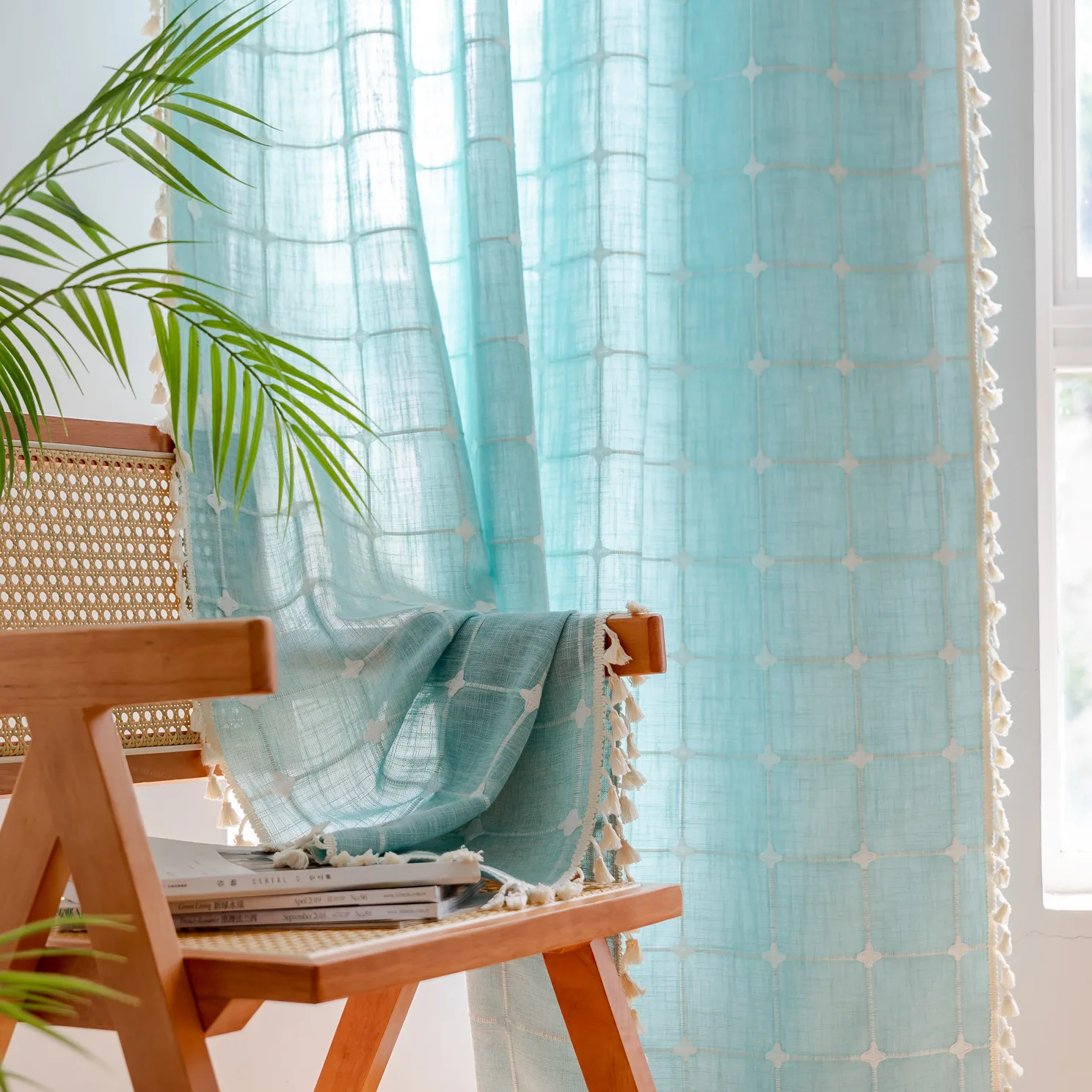 Хлопковые льняные квадратные шторы дорожные карманные с кисточками для кухни