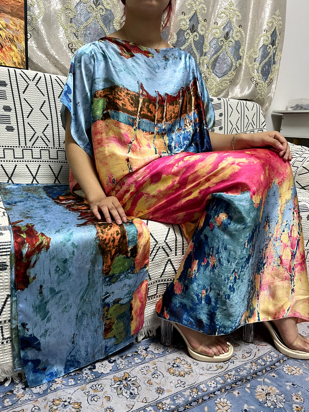 Мусульманские Абайи для женщин модные комплекты с тюрбаном и поясом хиджаб